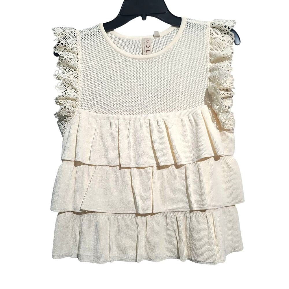 Dolan Cream Ruffle Sweater Tank Size Medium - Picture 3 of 8